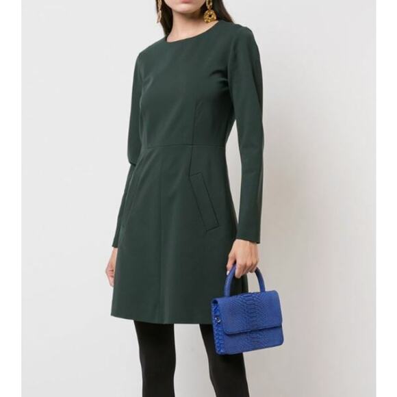 DIANE VON FURSTENBERG Green Capreena Hunter Long Sleeve Mini Dress Size 00 - Picture 1 of 8